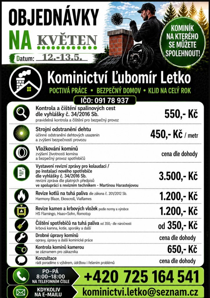 Ĺubomír Letko - kominické služby