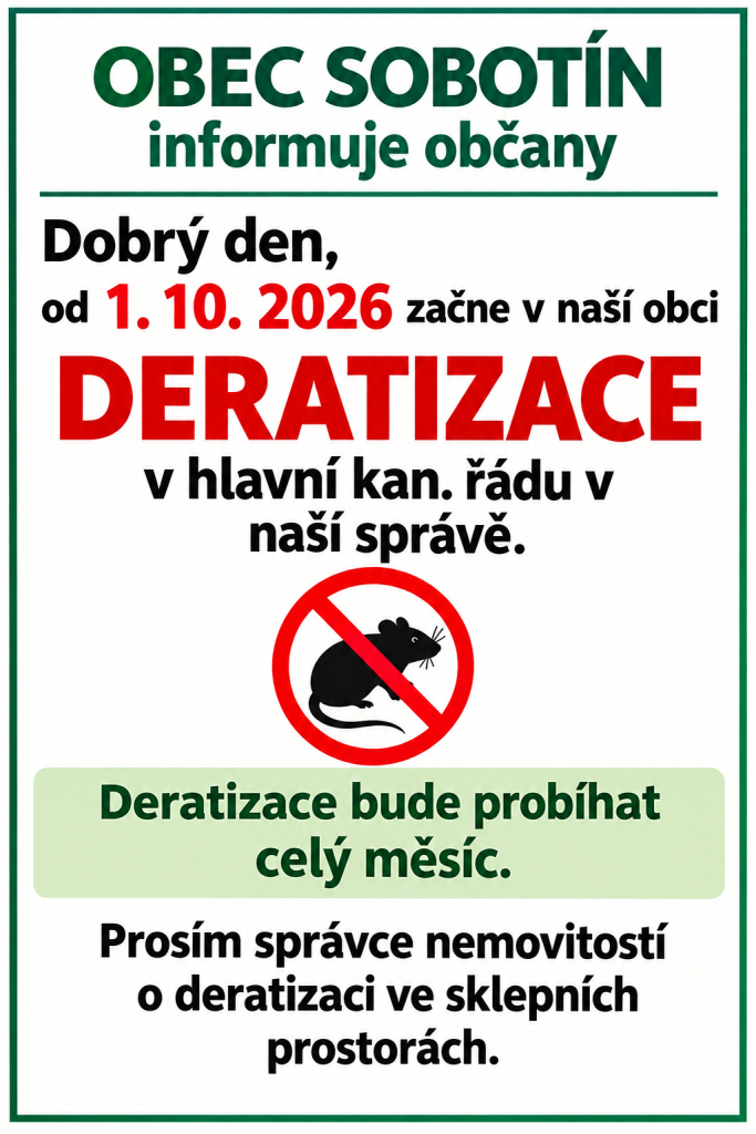 Deratizace - říjen 2026