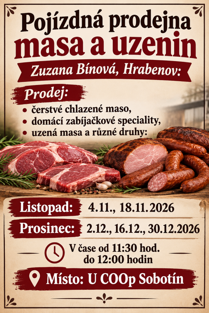 Pojízdná prodejna masa a&nbsp;uzenin