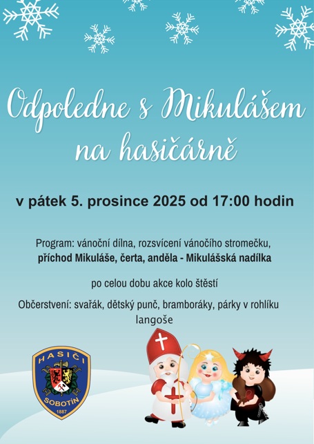 Odpoledne s Mikulášem na hasičárně.