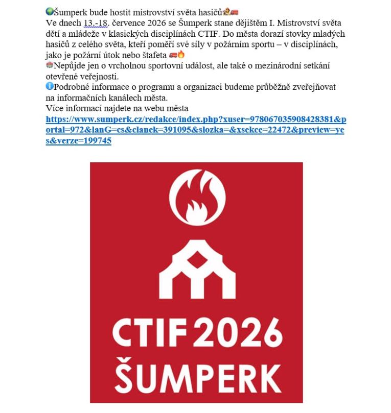 CTIF 2026 Šumperk