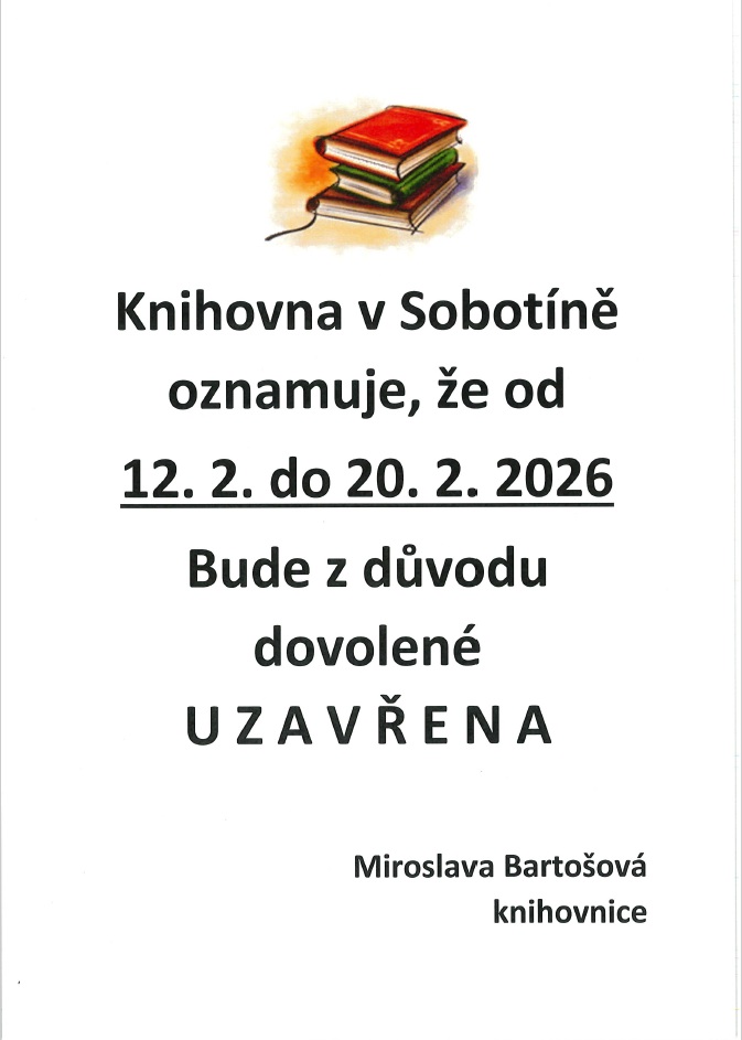 Knihovna v&nbsp;Sobotíně - oznámení