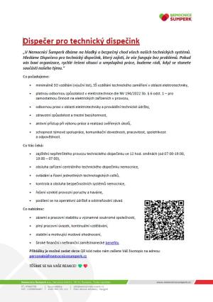 pracovní  nabídka nemocnice Šumperk - dispečink pro technický dispečink