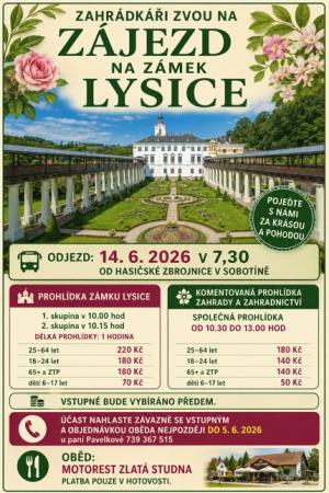 Pozvánka na zájezd - Zámek Lysice